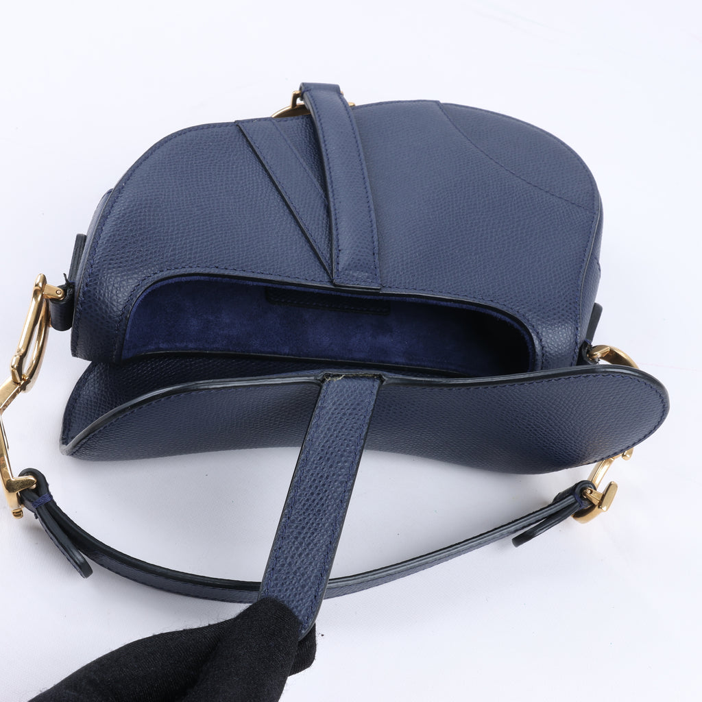 Dior Saddle Mini Bag Leather Handbag in Navy Blue