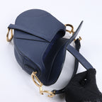 Dior Saddle Mini Bag Leather Handbag in Navy Blue