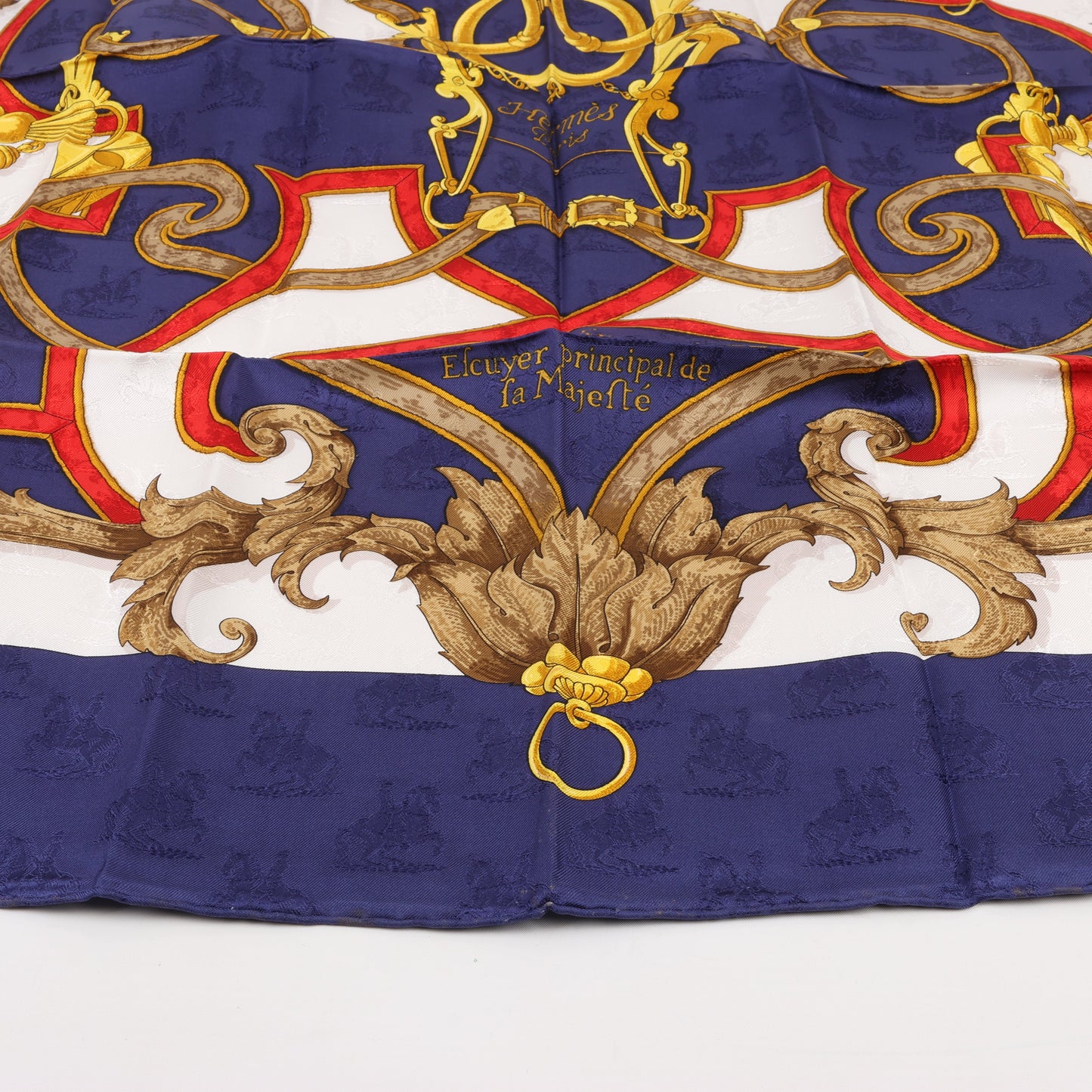 Hermès Carré 90 " L’INSTRVCTION DV ROY" Silk handkerchief in Navy Blue