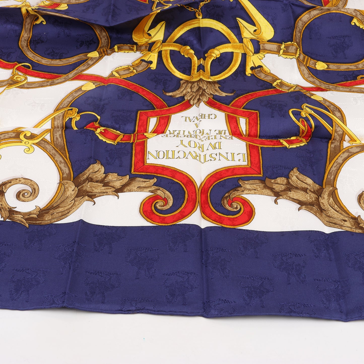 Hermès Carré 90 " L’INSTRVCTION DV ROY" Silk handkerchief in Navy Blue
