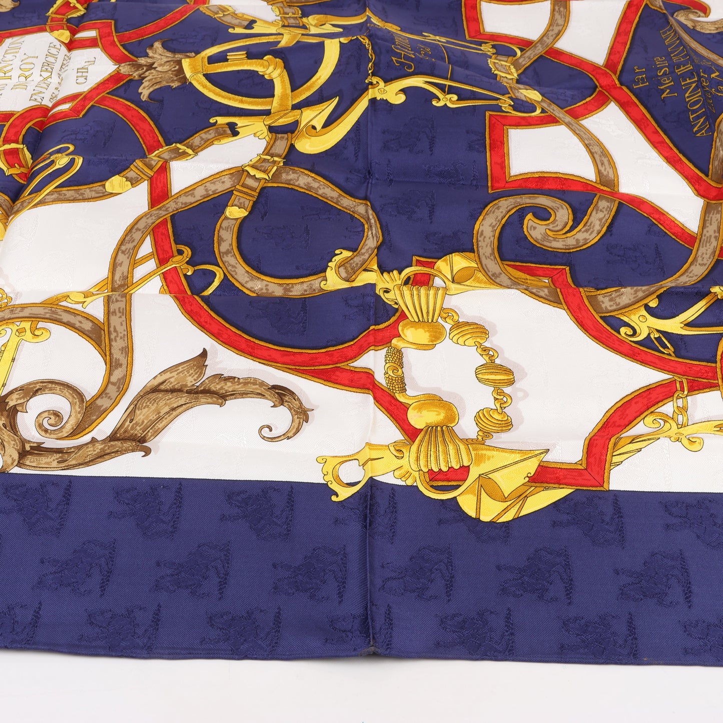 Hermès Carré 90 " L’INSTRVCTION DV ROY" Silk handkerchief in Navy Blue