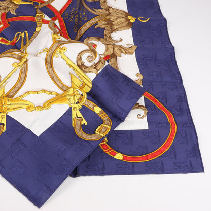 Hermès Carré 90 " L’INSTRVCTION DV ROY" Silk handkerchief in Navy Blue