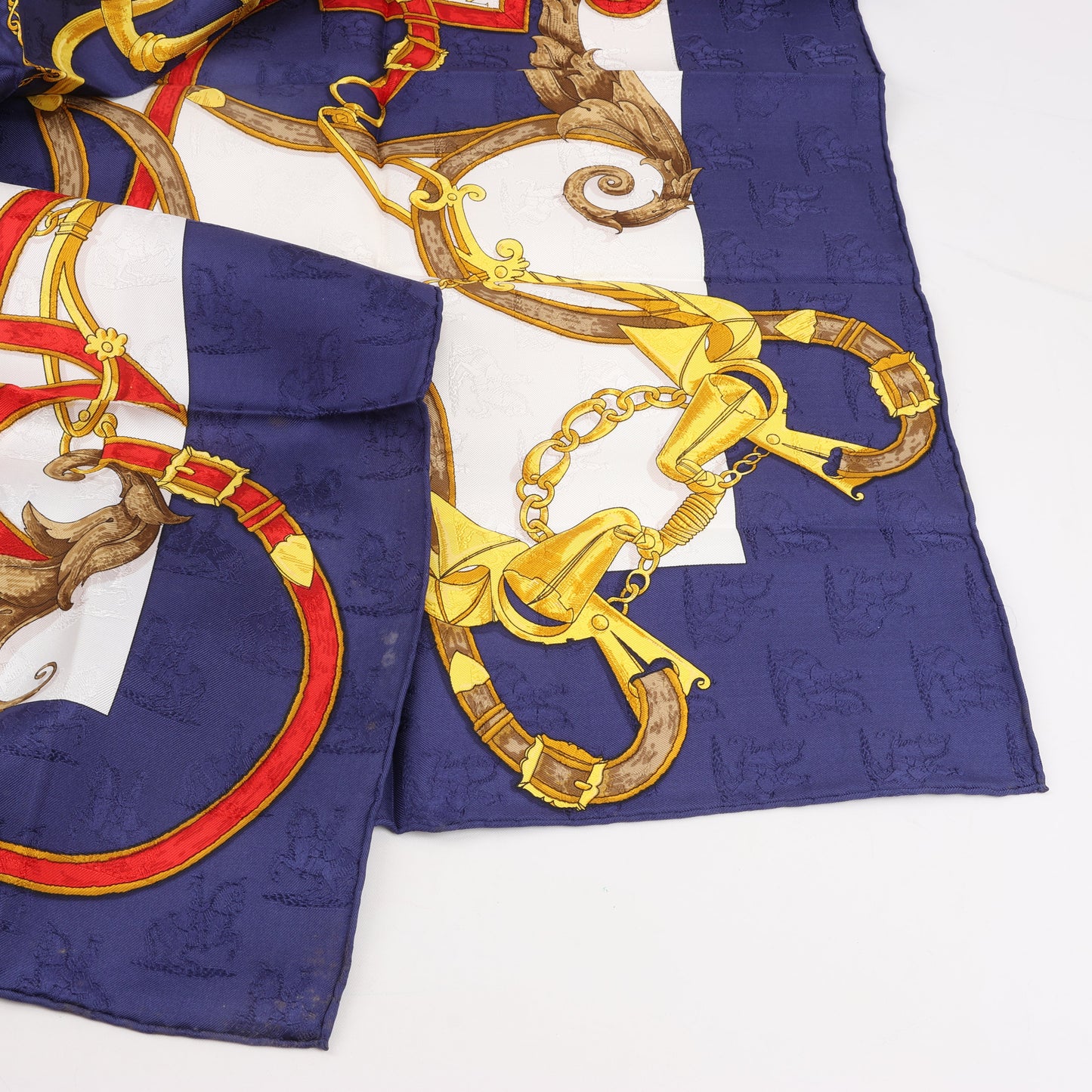 Hermès Carré 90 " L’INSTRVCTION DV ROY" Silk handkerchief in Navy Blue