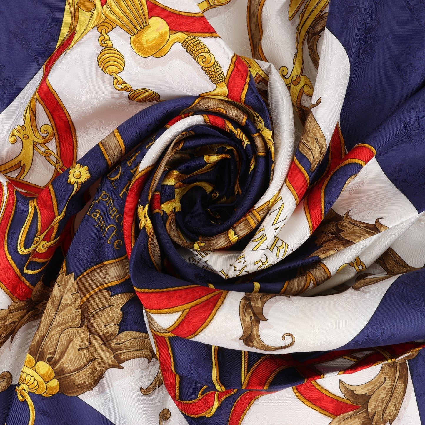 Hermès Carré 90 " L’INSTRVCTION DV ROY" Silk handkerchief in Navy Blue