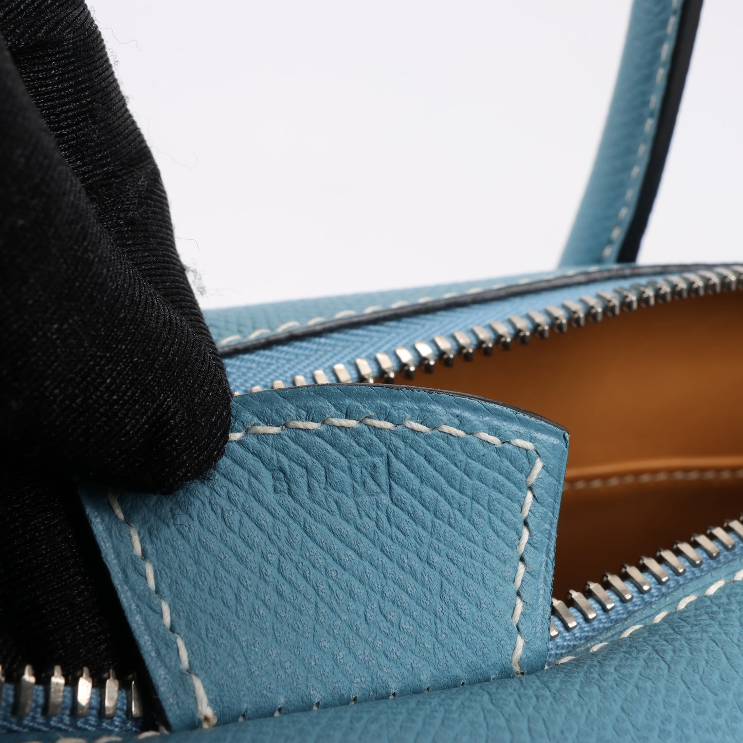 HERMES Paris Bombay 35 Veau Epsom Blue Jean Silver Metal Fittings Handbag □K: 2007