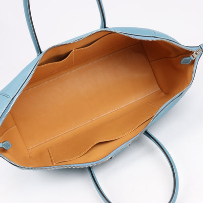 HERMES Paris Bombay 35 Veau Epsom Blue Jean Silver Metal Fittings Handbag □K: 2007