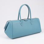 HERMES Paris Bombay 35 Veau Epsom Blue Jean Silver Metal Fittings Handbag □K: 2007