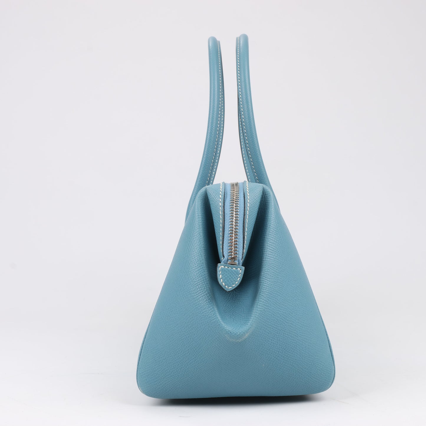 HERMES Paris Bombay 35 Veau Epsom Blue Jean Silver Metal Fittings Handbag □K: 2007