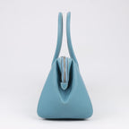 HERMES Paris Bombay 35 Veau Epsom Blue Jean Silver Metal Fittings Handbag □K: 2007