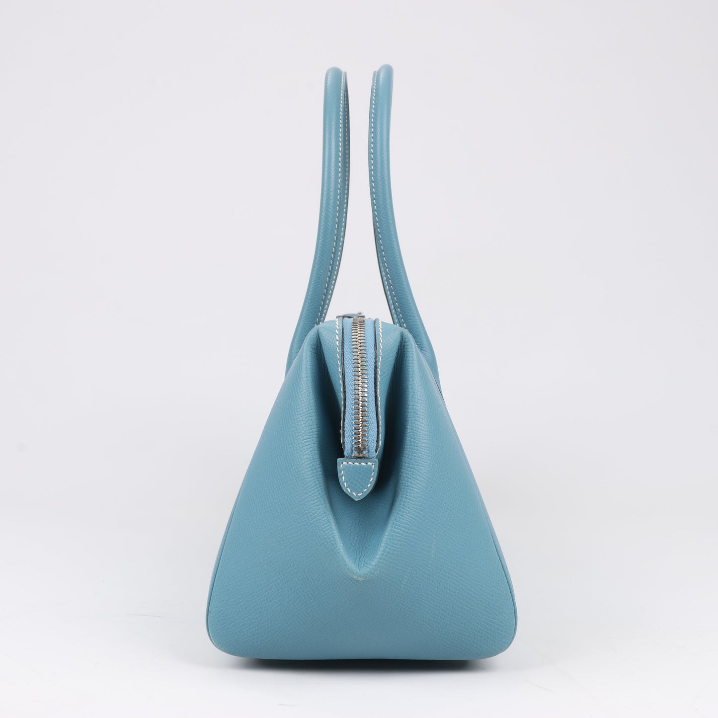 HERMES Paris Bombay 35 Veau Epsom Blue Jean Silver Metal Fittings Handbag □K: 2007