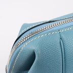 HERMES Paris Bombay 35 Veau Epsom Blue Jean Silver Metal Fittings Handbag □K: 2007