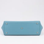 HERMES Paris Bombay 35 Veau Epsom Blue Jean Silver Metal Fittings Handbag □K: 2007