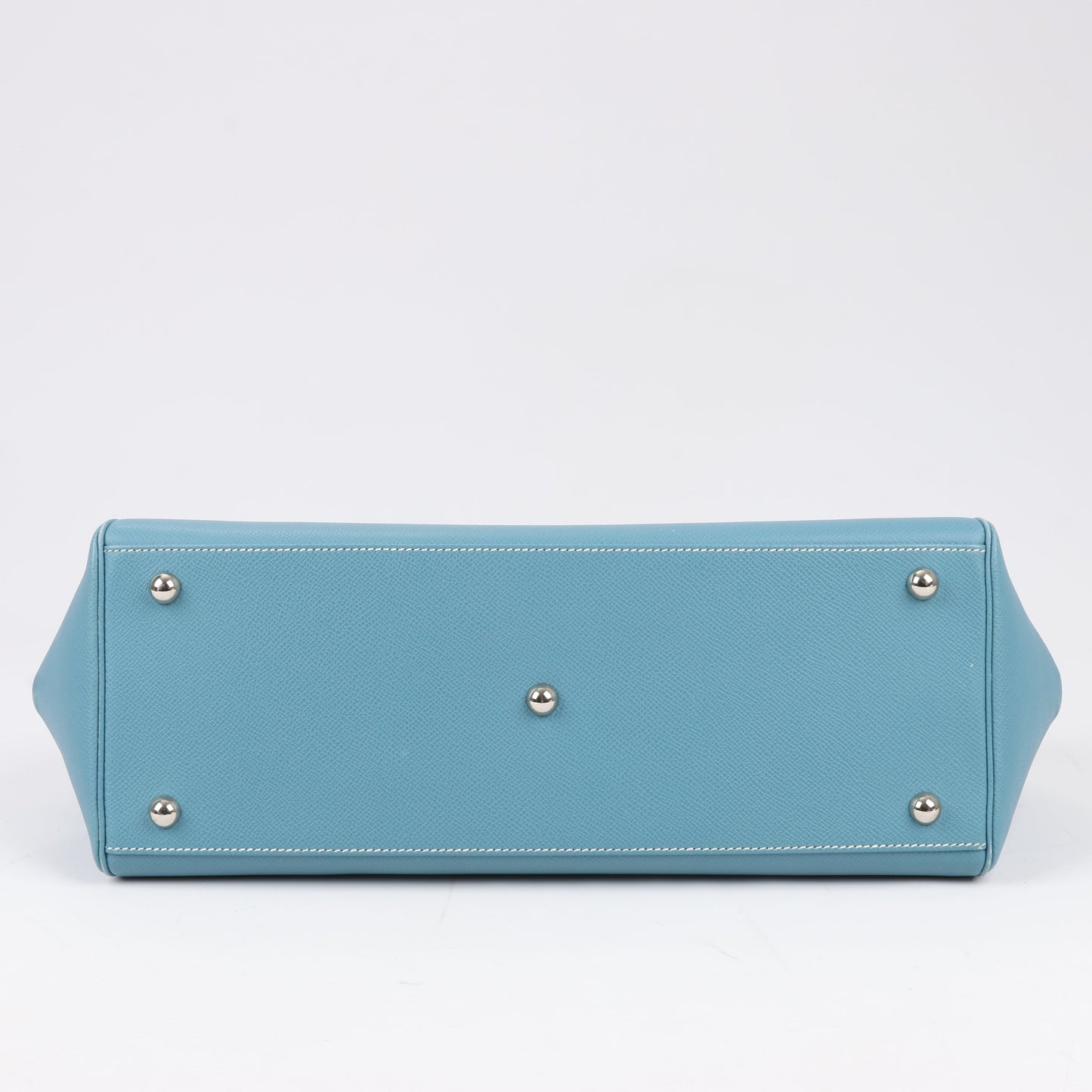 HERMES Paris Bombay 35 Veau Epsom Blue Jean Silver Metal Fittings Handbag □K: 2007