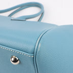 HERMES Paris Bombay 35 Veau Epsom Blue Jean Silver Metal Fittings Handbag □K: 2007
