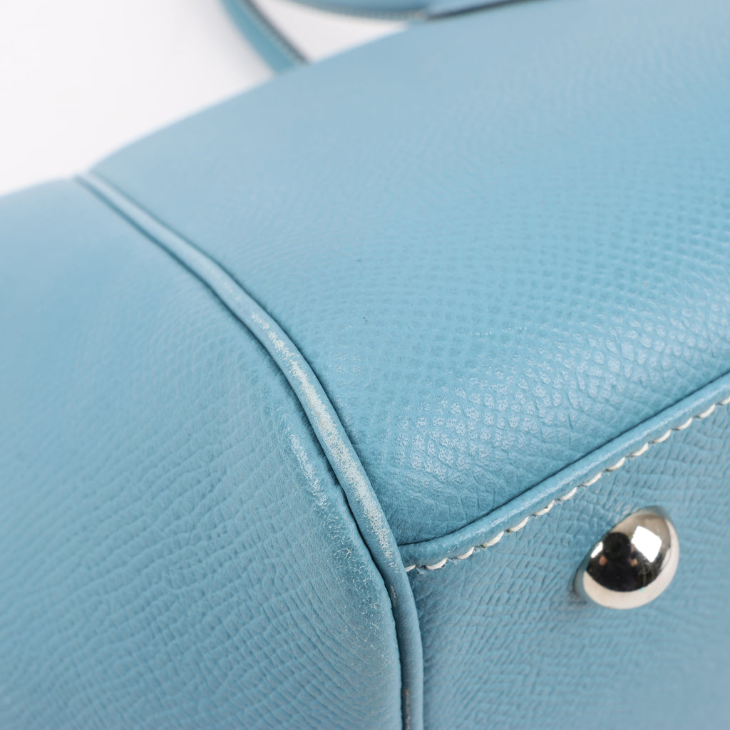 HERMES Paris Bombay 35 Veau Epsom Blue Jean Silver Metal Fittings Handbag □K: 2007