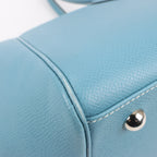 HERMES Paris Bombay 35 Veau Epsom Blue Jean Silver Metal Fittings Handbag □K: 2007