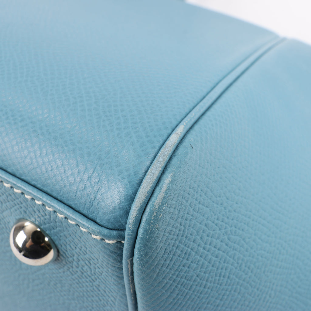 HERMES Paris Bombay 35 Veau Epsom Blue Jean Silver Metal Fittings Handbag □K: 2007