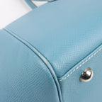 HERMES Paris Bombay 35 Veau Epsom Blue Jean Silver Metal Fittings Handbag □K: 2007