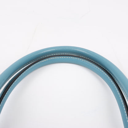 HERMES Paris Bombay 35 Veau Epsom Blue Jean Silver Metal Fittings Handbag □K: 2007