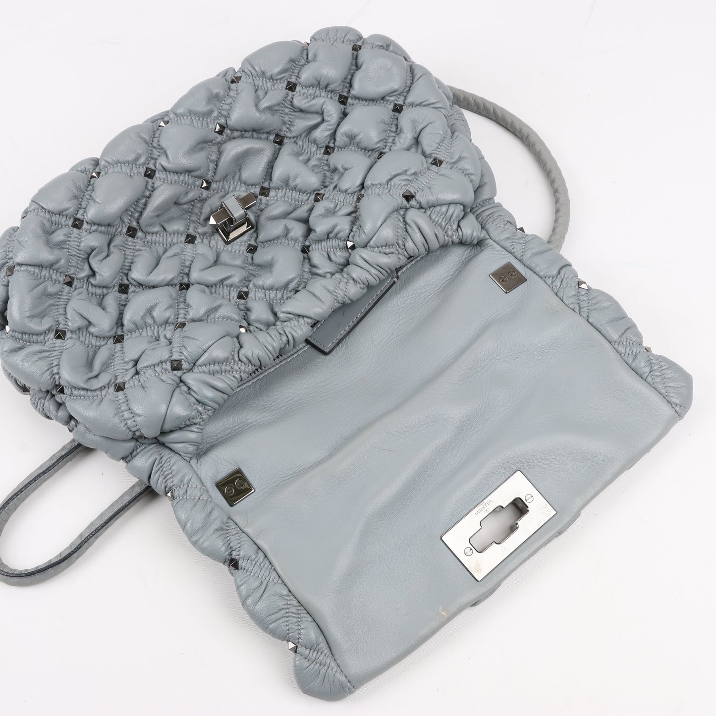 Valentino Garavani Nappa Large Spikeme Shoulder Bag in Grey