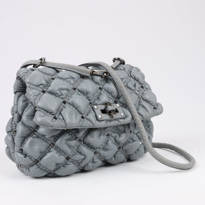 Valentino Garavani Nappa Large Spikeme Shoulder Bag in Grey