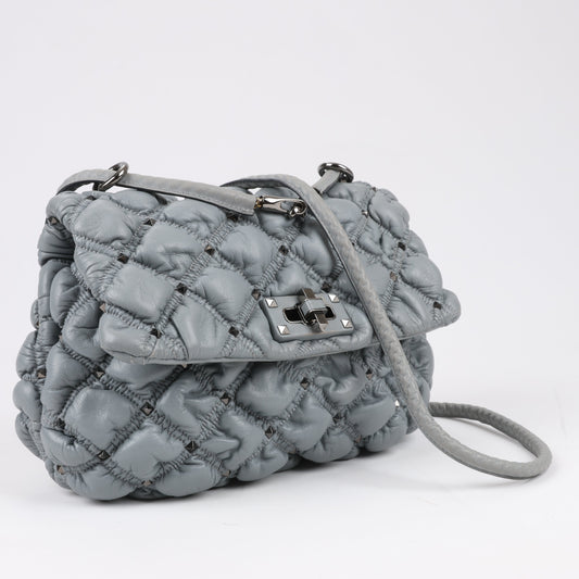 Valentino Garavani Nappa Large Spikeme Shoulder Bag in Grey