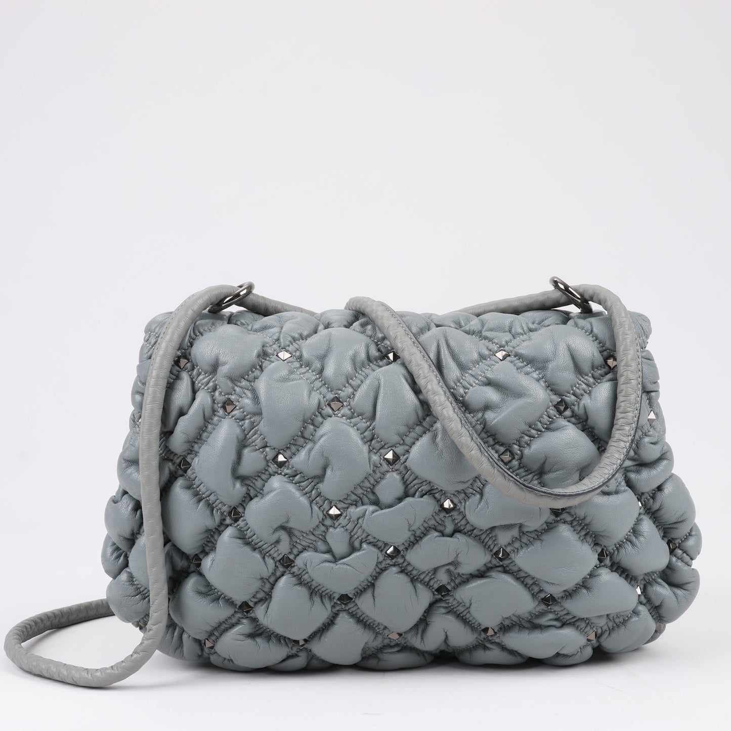 Valentino Garavani Nappa Large Spikeme Shoulder Bag in Grey