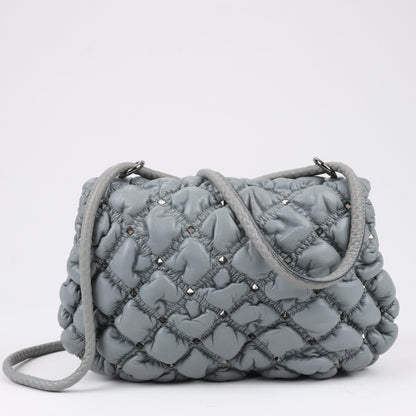 Valentino Garavani Nappa Large Spikeme Shoulder Bag in Grey