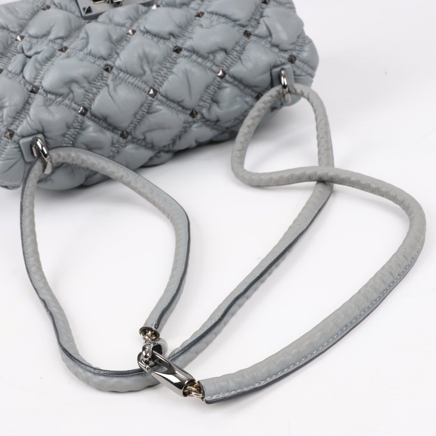 Valentino Garavani Nappa Large Spikeme Shoulder Bag in Grey