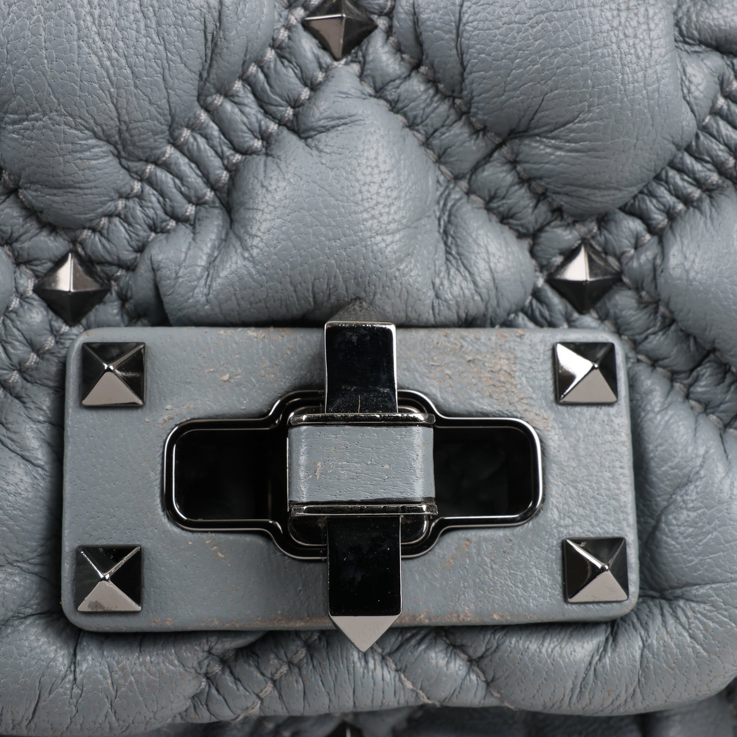 Valentino Garavani Nappa Large Spikeme Shoulder Bag in Grey