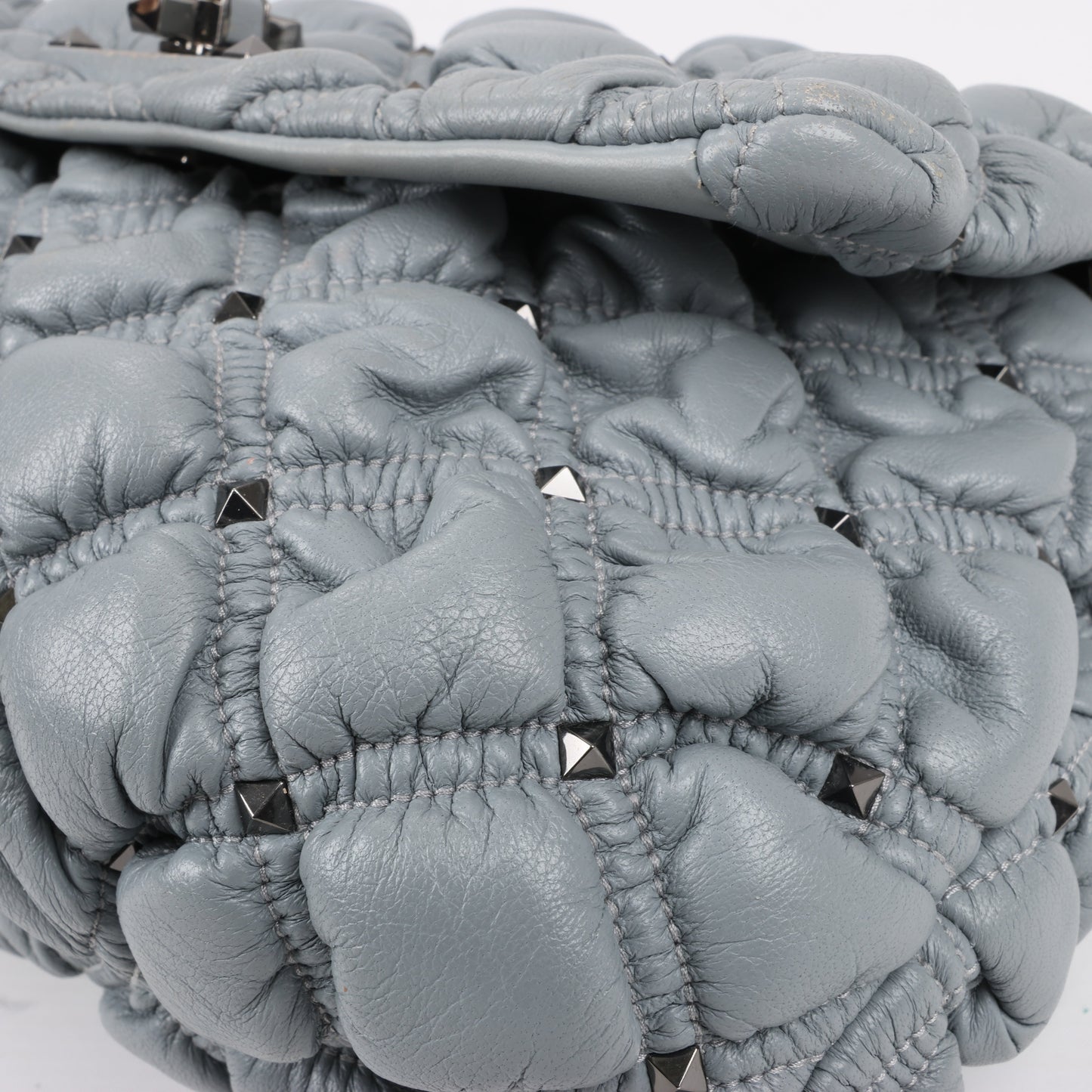 Valentino Garavani Nappa Large Spikeme Shoulder Bag in Grey