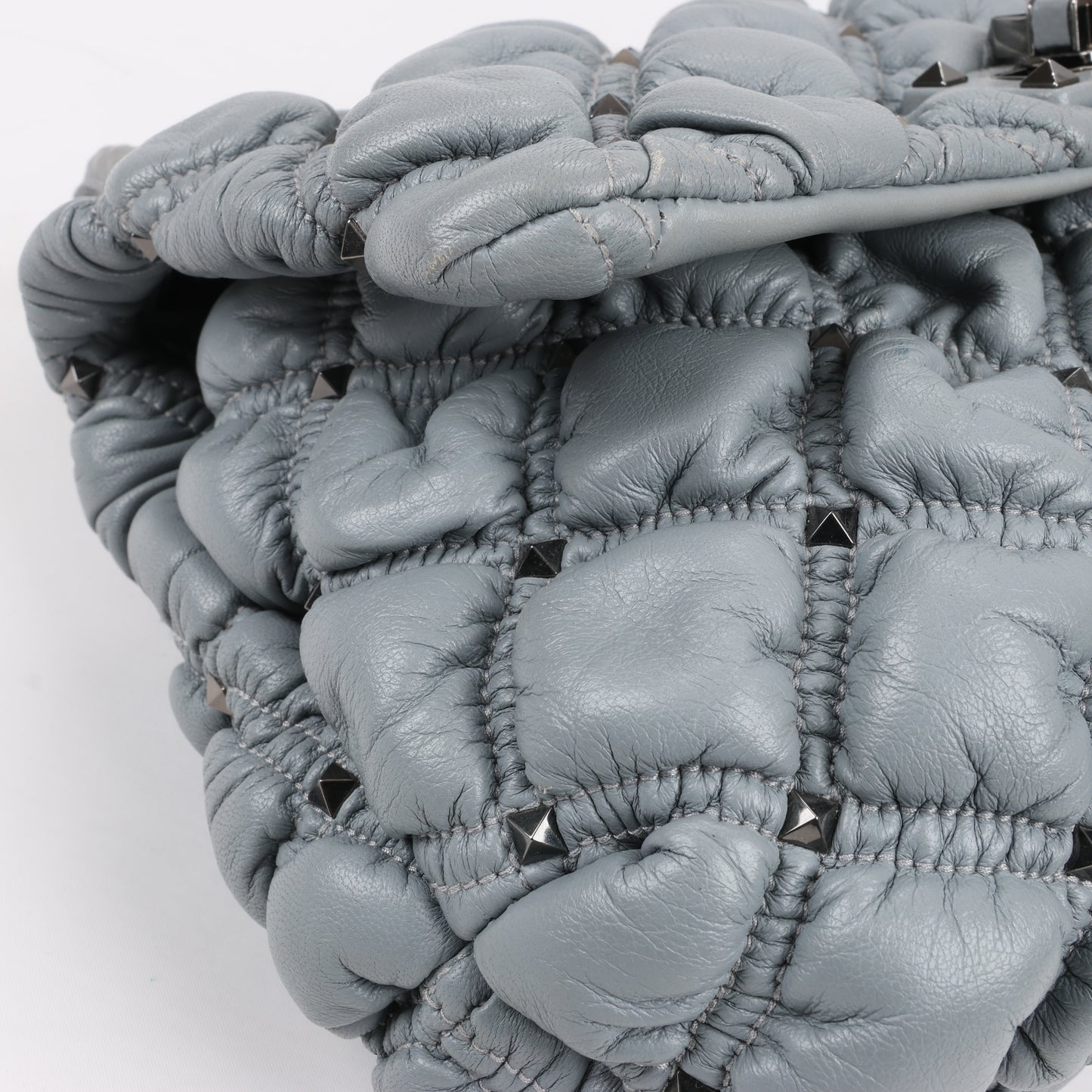 Valentino Garavani Nappa Large Spikeme Shoulder Bag in Grey