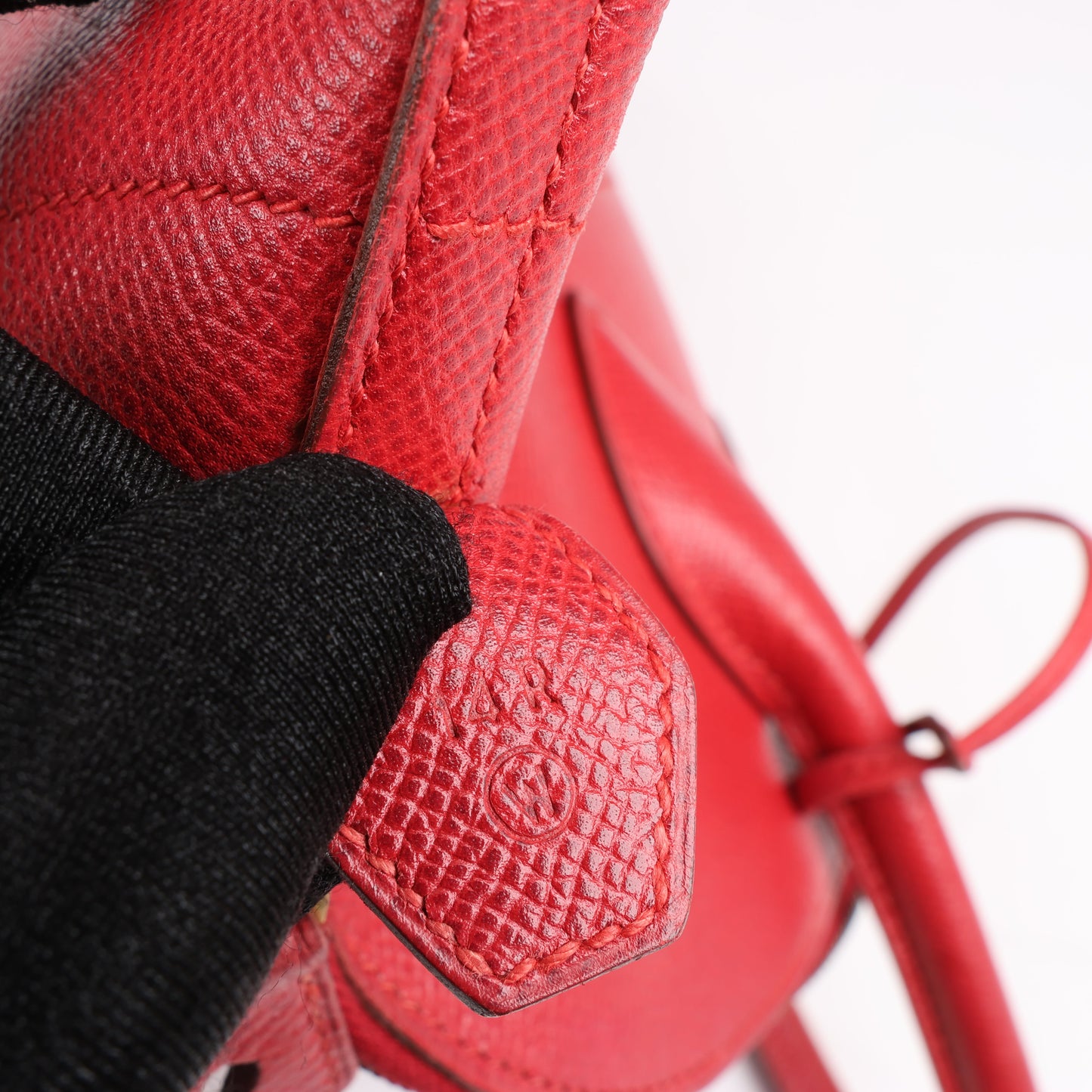 HERMES Bolide 35 Cushbell Rouge vif Gold Metal Fittings Handbag ○W:1993