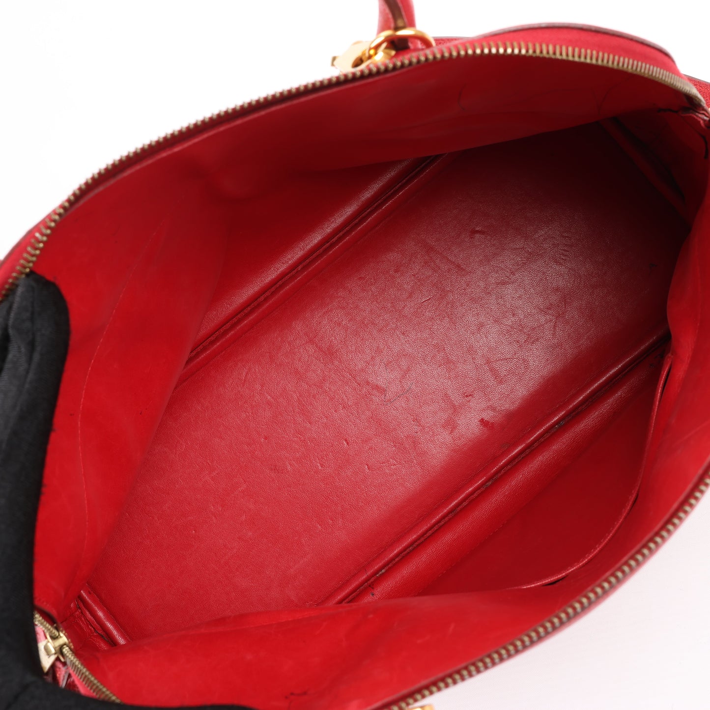 HERMES Bolide 35 Cushbell Rouge vif Gold Metal Fittings Handbag ○W:1993