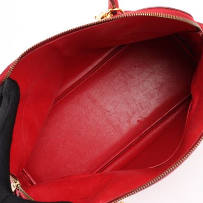 HERMES Bolide 35 Cushbell Rouge vif Gold Metal Fittings Handbag ○W:1993