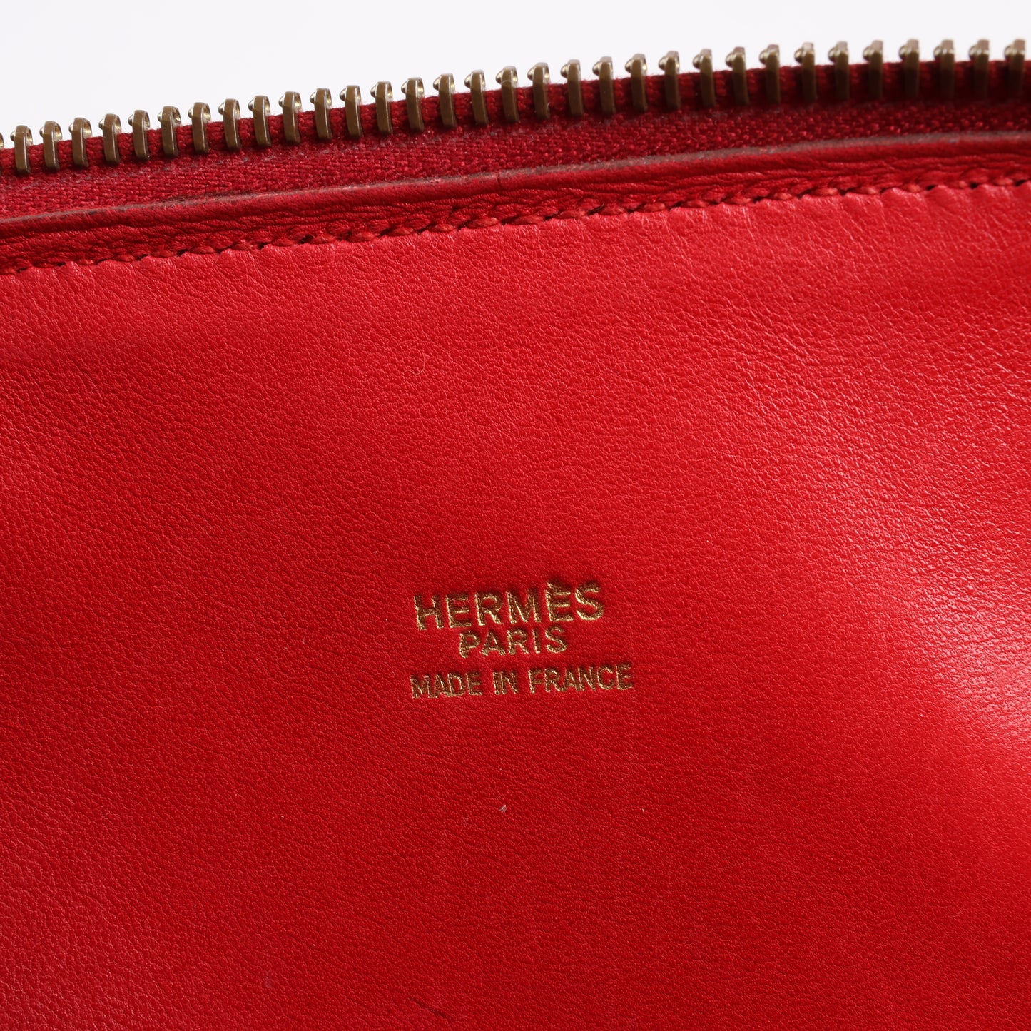 Sac à main HERMES Bolide 35 Cushbell Rouge vif, garnitures en métal doré, ○W:1993