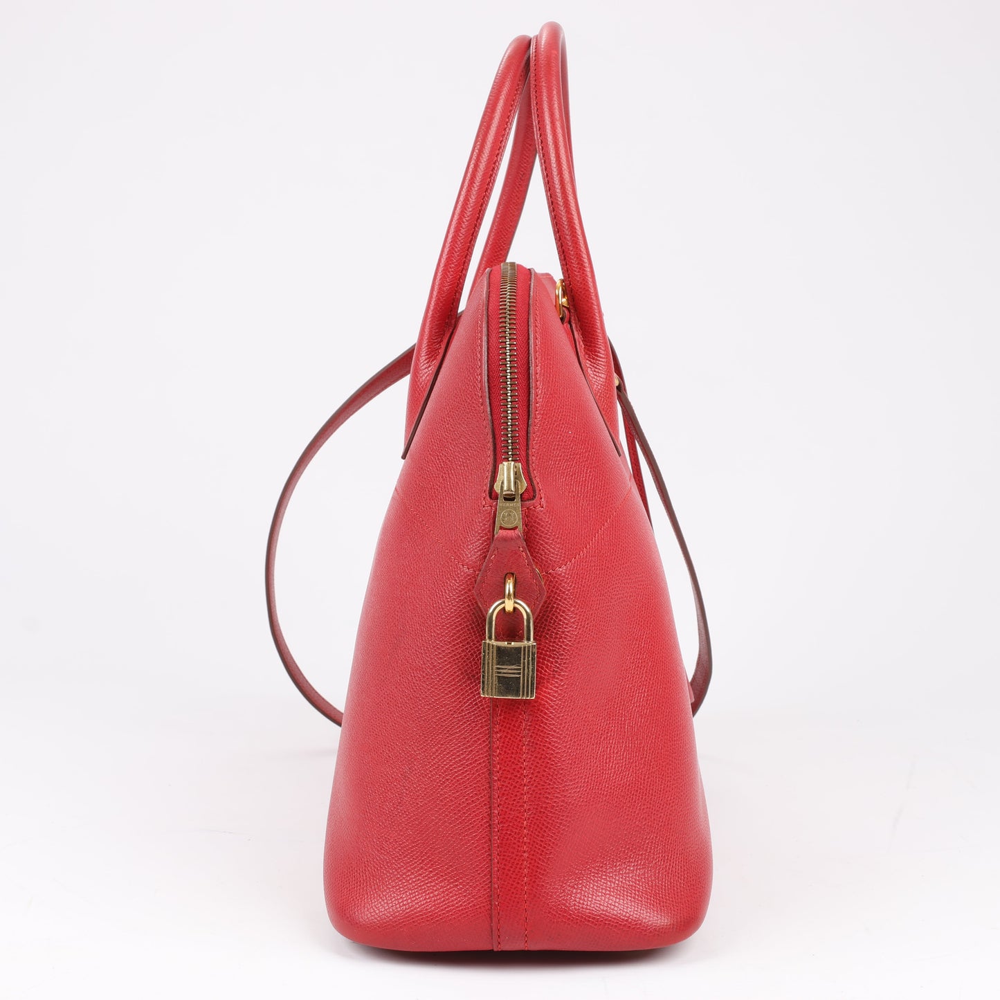 HERMES Bolide 35 Cushbell Rouge vif Gold Metal Fittings Handbag ○W:1993