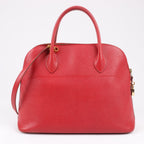 HERMES Bolide 35 Cushbell Rouge vif Gold Metal Fittings Handbag ○W:1993