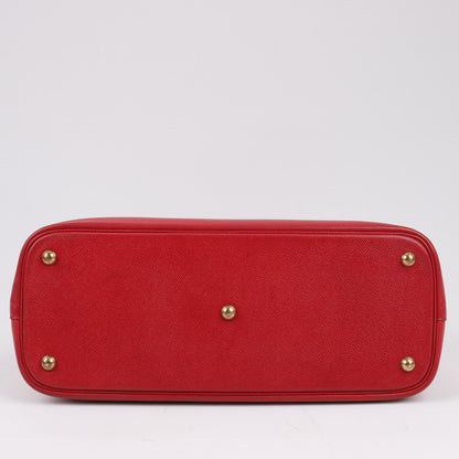 Sac à main HERMES Bolide 35 Cushbell Rouge vif, garnitures en métal doré, ○W:1993