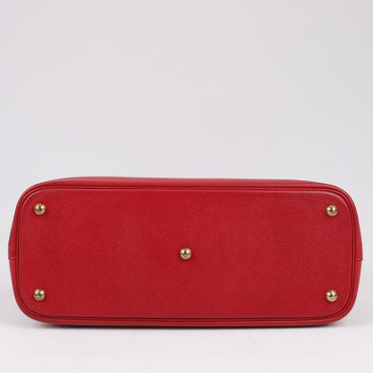 HERMES Bolide 35 Cushbell Rouge vif Gold Metal Fittings Handbag ○W:1993