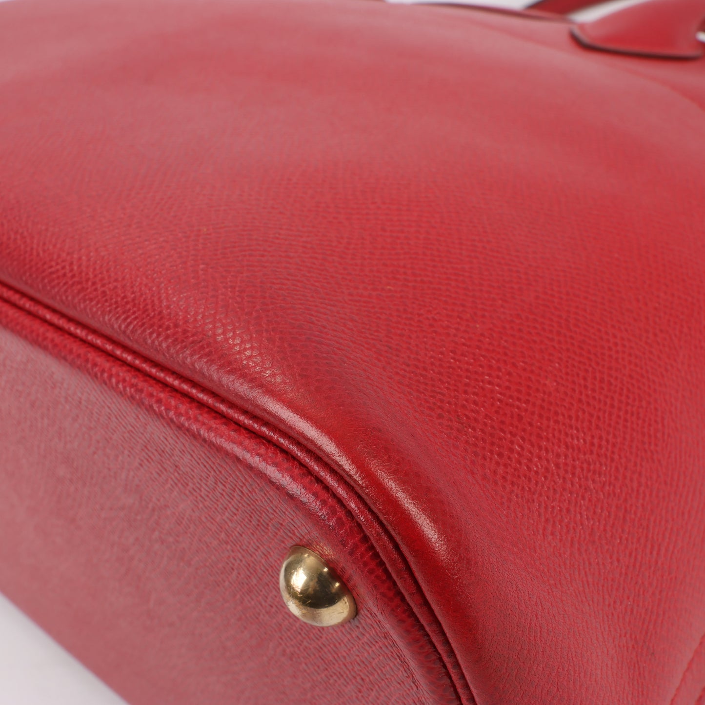 HERMES Bolide 35 Cushbell Rouge vif Gold Metal Fittings Handbag ○W:1993