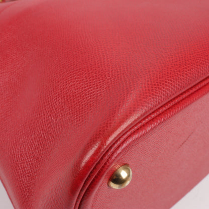 HERMES Bolide 35 Cushbell Rouge vif Gold Metal Fittings Handbag ○W:1993