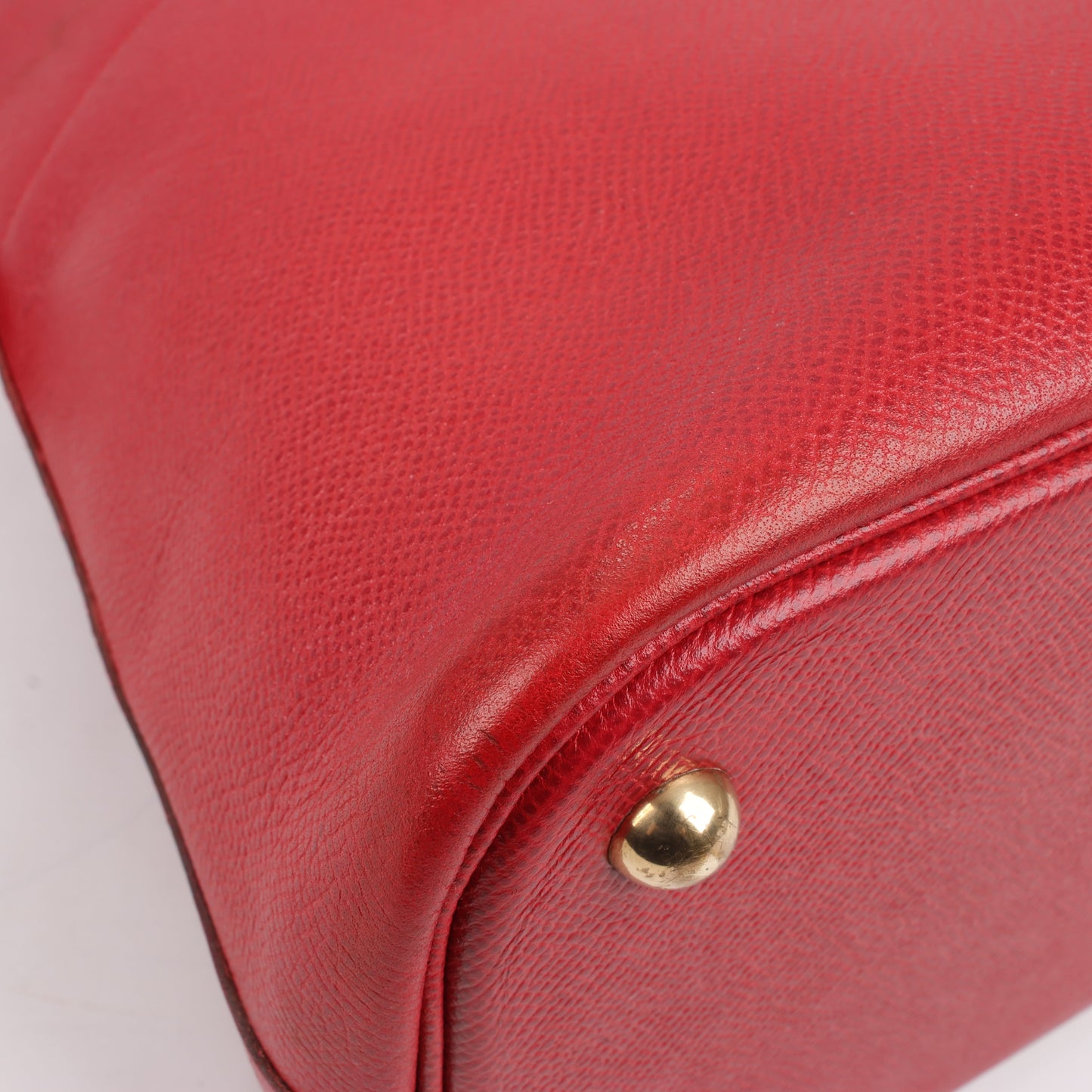 HERMES Bolide 35 Cushbell Rouge vif Gold Metal Fittings Handbag ○W:1993