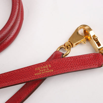 HERMES Bolide 35 Cushbell Rouge vif Gold Metal Fittings Handbag ○W:1993