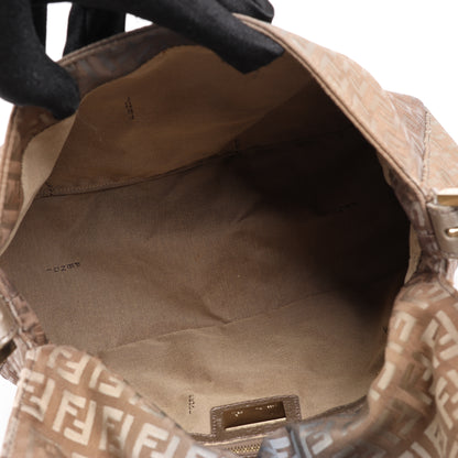 FENDI Zucchino Mamma Baguette Canvas & Leather One Shoulder bag in Brown 8BR001