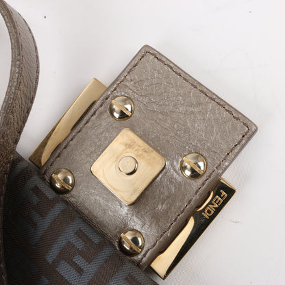 FENDI Zucchino Mamma Baguette Canvas & Leather One Shoulder bag in Brown 8BR001