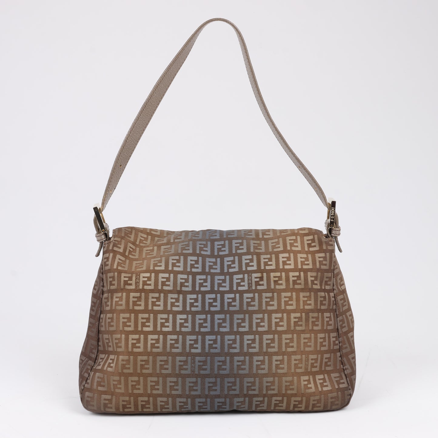 FENDI Zucchino Mamma Baguette Canvas & Leather One Shoulder bag in Brown 8BR001