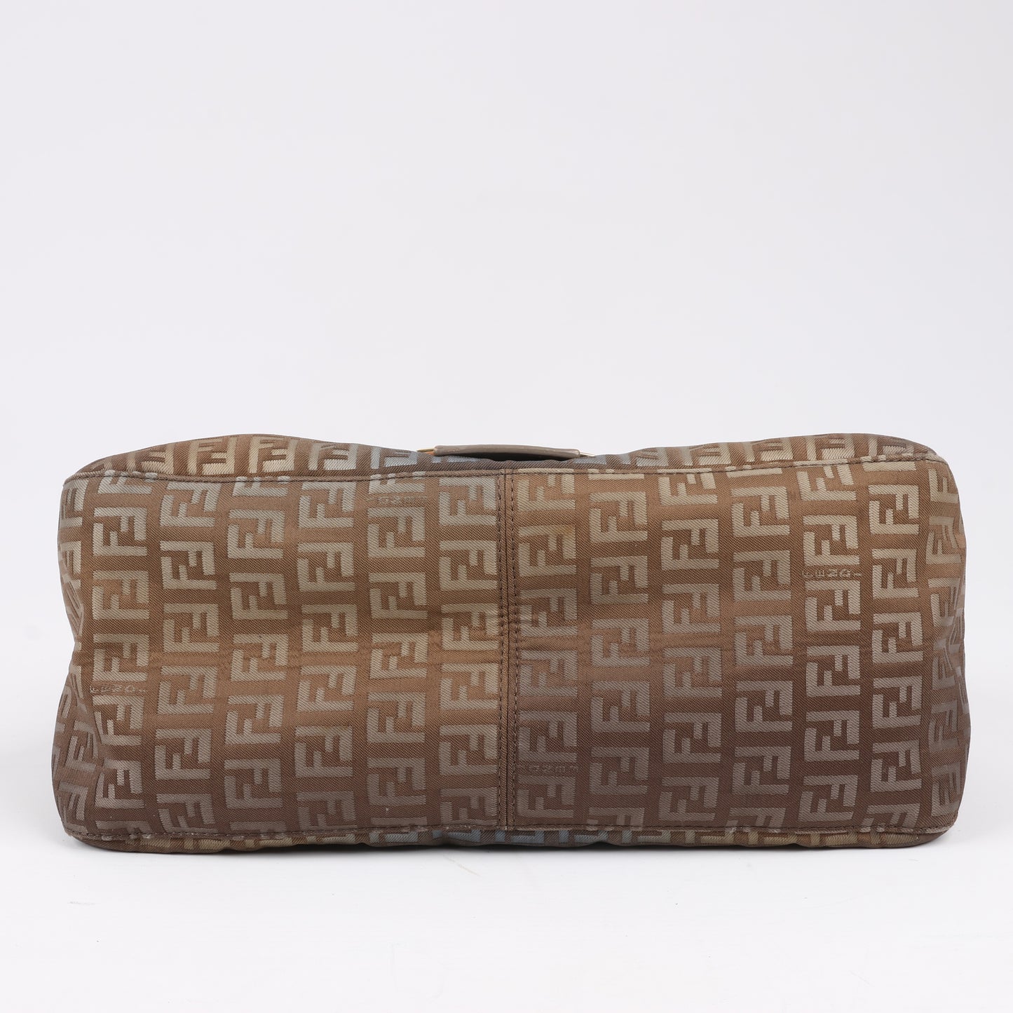 FENDI Zucchino Mamma Baguette Canvas & Leather One Shoulder bag in Brown 8BR001