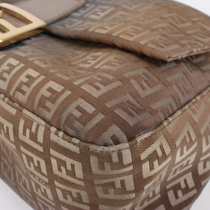 FENDI Zucchino Mamma Baguette Canvas & Leather One Shoulder bag in Brown 8BR001