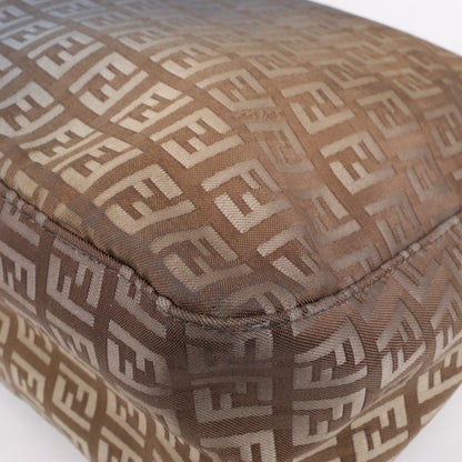 FENDI Zucchino Mamma Baguette Canvas & Leather One Shoulder bag in Brown 8BR001